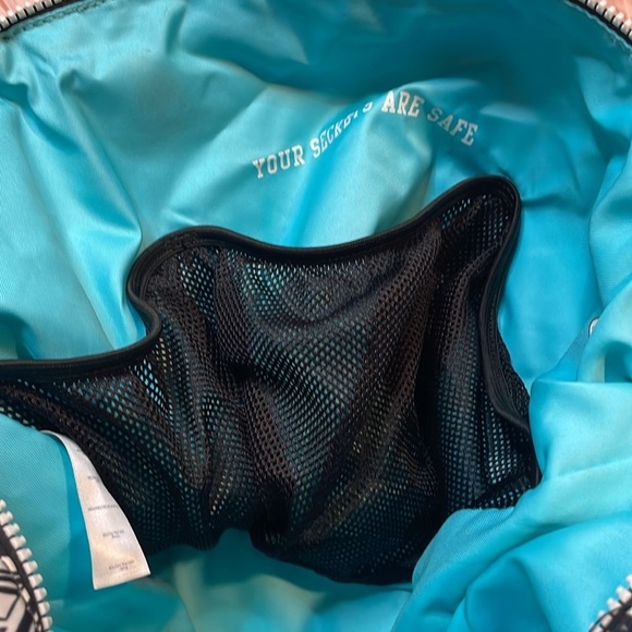 Ivivva Lululemon Tote Weekender Bag Black White Turquoise Geometric Design - Picture 6 of 7